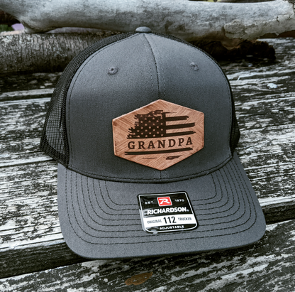 Grandpa Hat - American Flag Custom Richardson Snapback Hat