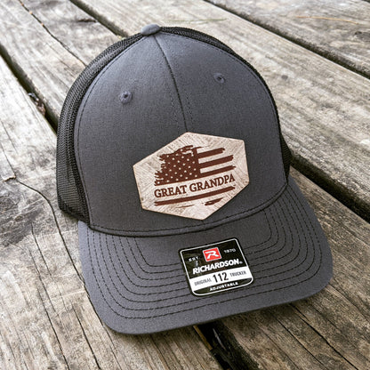 Papa Hat- American Flag Custom Richardson Snapback Hat