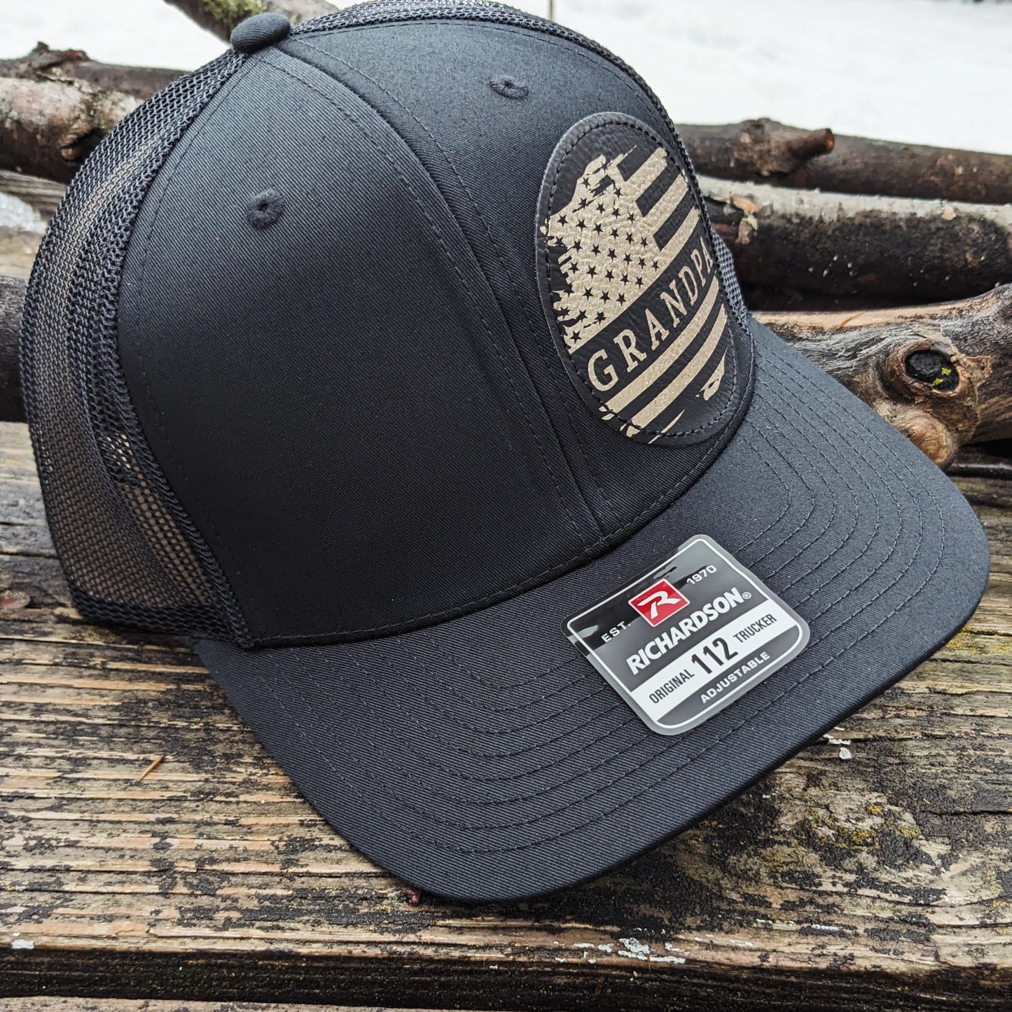 Personalized American Hat - All Black Snapback Hat