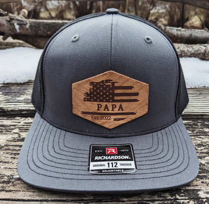 Papa Hat- American Flag Custom Richardson Snapback Hat