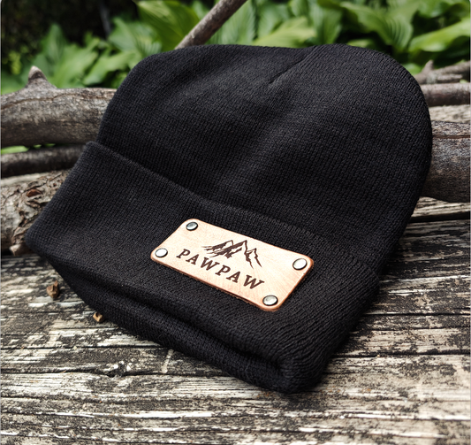 Personalized Mountains Winter Cuffed Beanie Hat for Pawpaw, Dad, Mom, and more