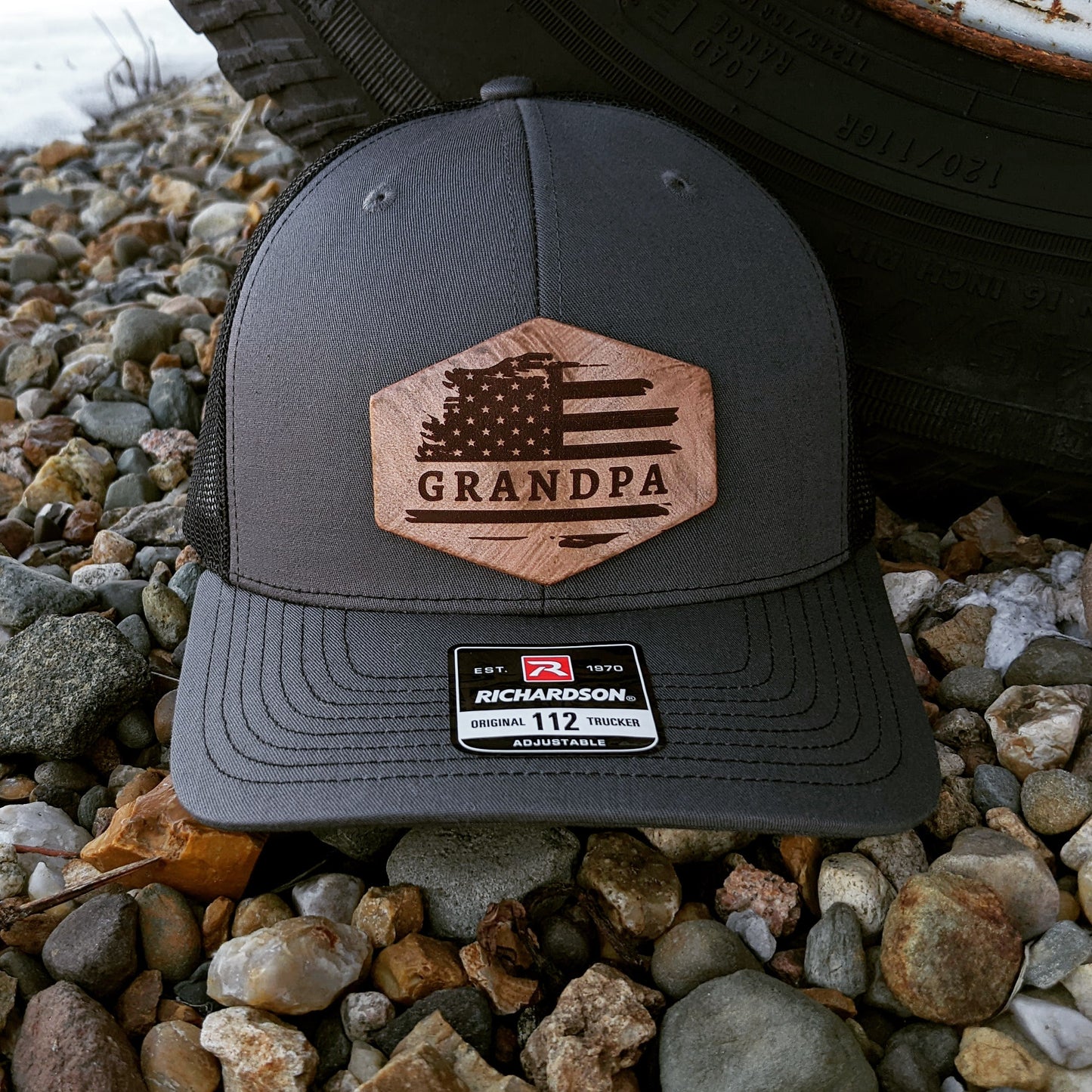 Papa Hat- American Flag Custom Richardson Snapback Hat