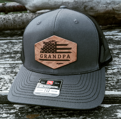 Papa Hat- American Flag Custom Richardson Snapback Hat