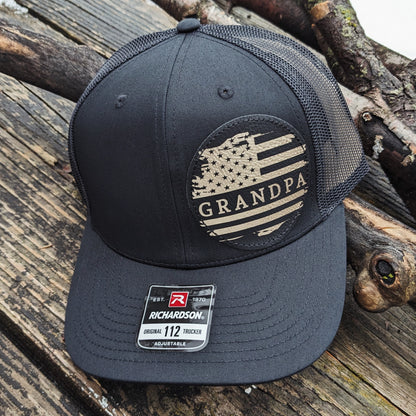 Personalized American Hat - All Black Snapback Hat