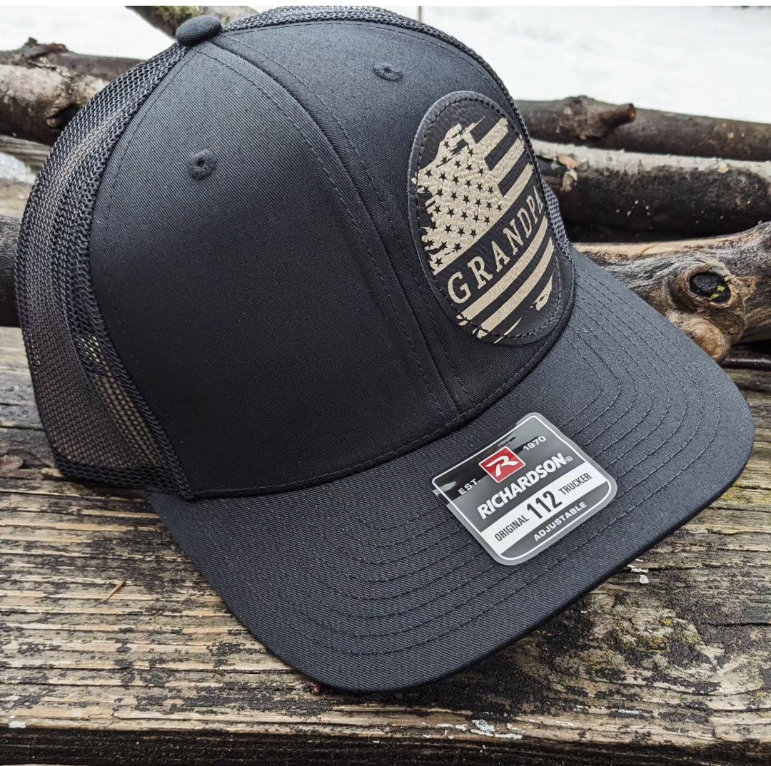 Personalized American Hat - All Black Snapback Hat