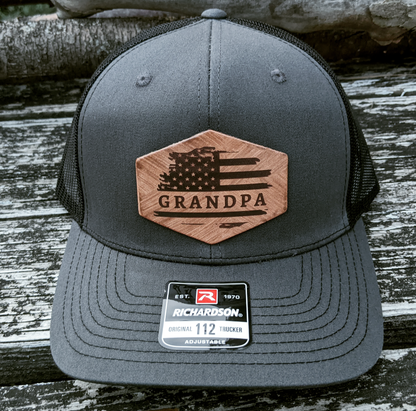 Papa Hat- American Flag Custom Richardson Snapback Hat